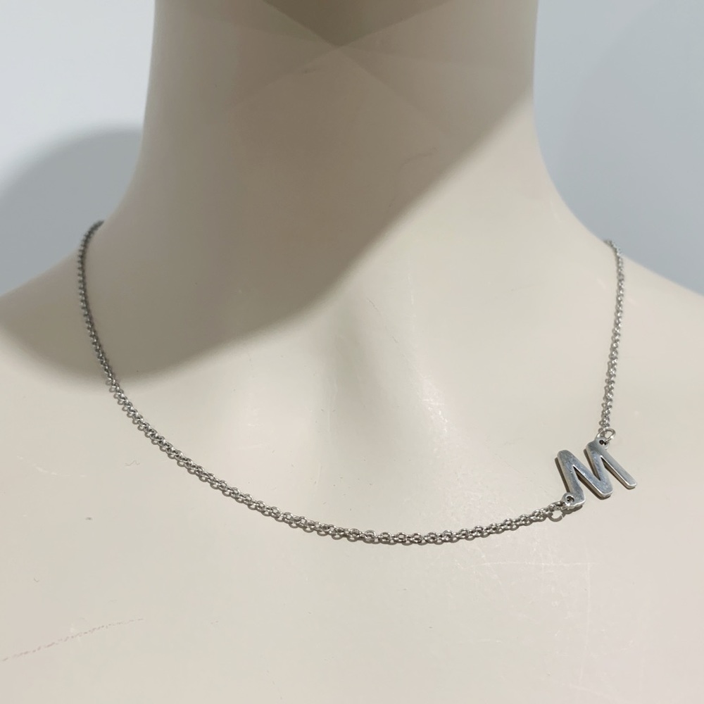 M Silver Initial Necklace